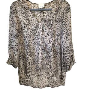 Pins and Needles Urban Outfitters Leopard Print Sheer Button-Up Blouse. Size S